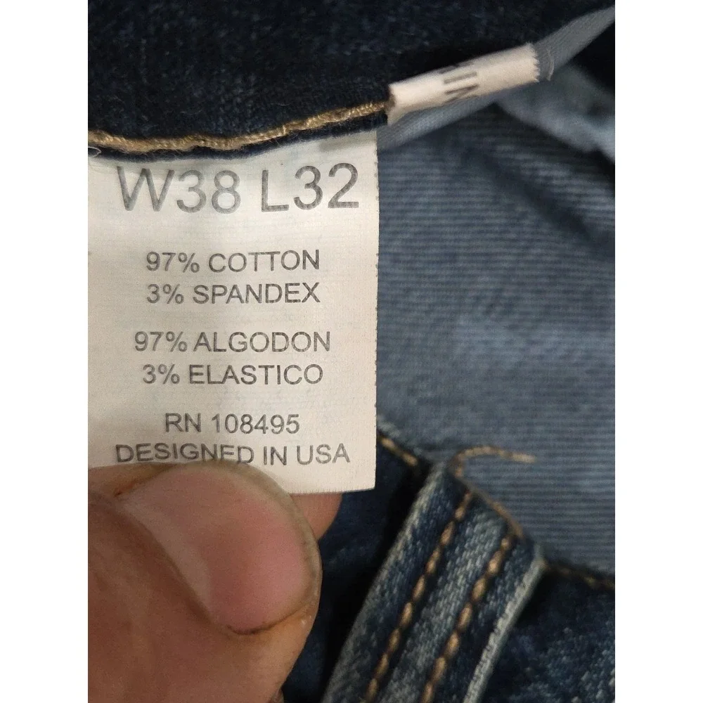 Victorious Denim Stretch Skinny Dark Blue Wash Jeans Size 38x32 Distressed